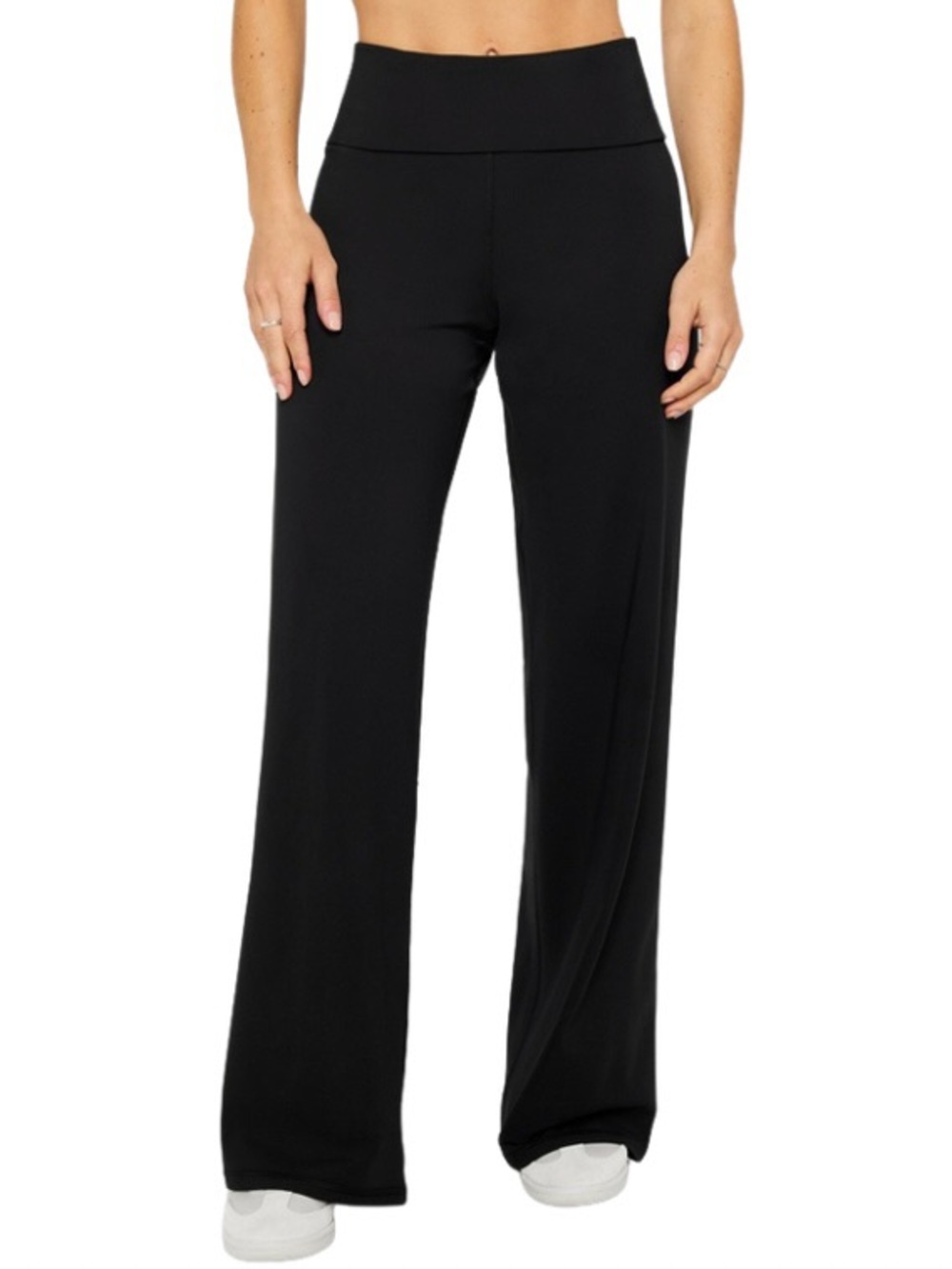 Fabletics L Black PureLuxe Foldover Straight Leg Pant